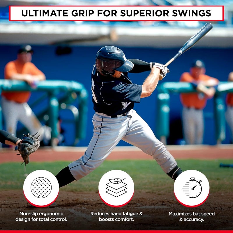Grip-N-Rip II Softball Bat Taper Non-Slip Ergonomic Grip for Secure Hold Durable & Long-Lasting Easy Installation Fits Most Softball Bats Ideal for Enhanced Comfort & Performance (Black/Yellow) - Image 2